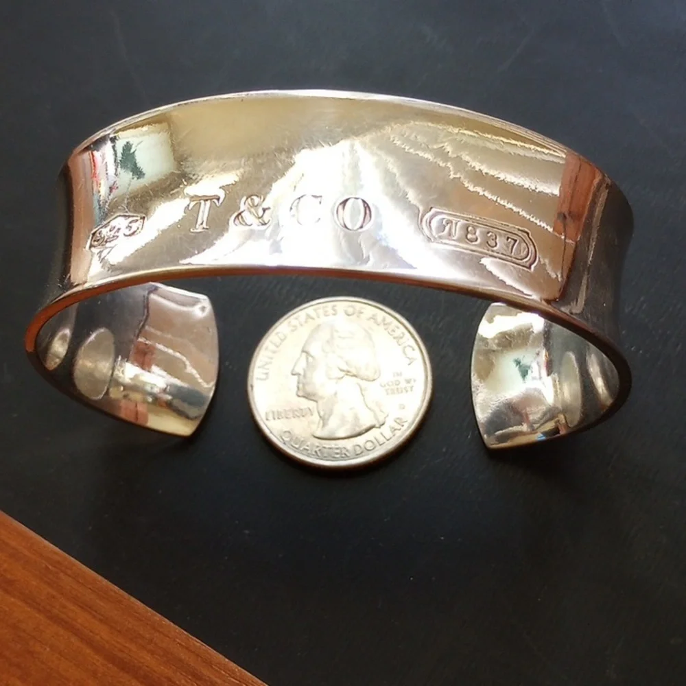 TIFFANY & CO. -925-SS- STAMPED: #"1837"- VINTAGE: yr.: 1997 -- CUFF BRACELET - Picture 1 of 12